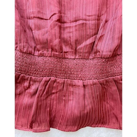 NWT Express Textured Satin Smocked Peplum Top - Picture 12 of 15